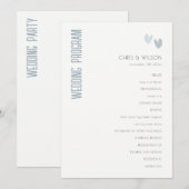 Minimale pasta Dusky Blue Hearts Wedding Programme Kaart (Voorkant / Achterkant)