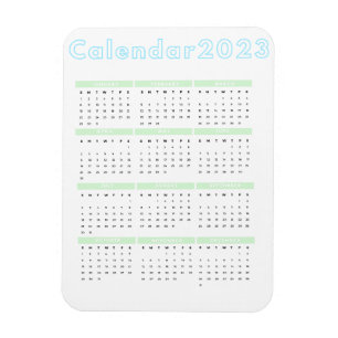 Minimale pastblauw groen 2023-magneetkalender magneet