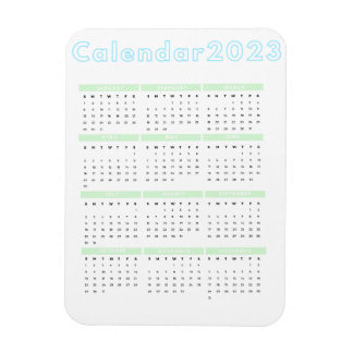 Minimale pastblauw groen 2023-magneetkalender magneet