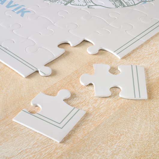 Minimale Pastel Blue Map Art Reykjavik IJsland Legpuzzel (Zijkant)