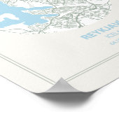 Minimale Pastel Blue Map Art Reykjavik IJsland Poster (Hoek)