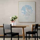 Minimale Pastel Blue Map Art Reykjavik IJsland Poster