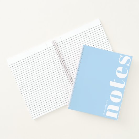 Minimale Pastel Blue Typography Moderne Custom Notitieboek (Binnen)