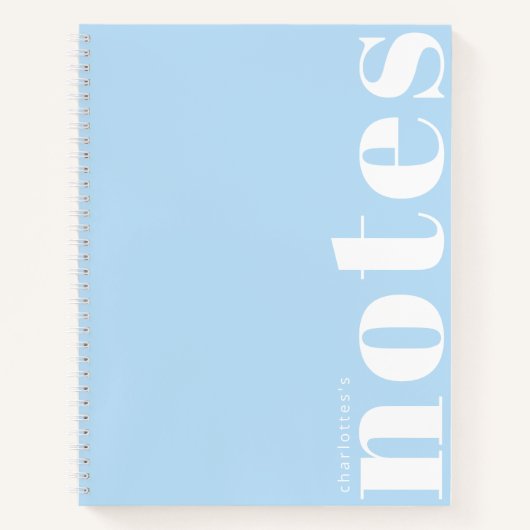 Minimale Pastel Blue Typography Moderne Custom Notitieboek (Voorkant)
