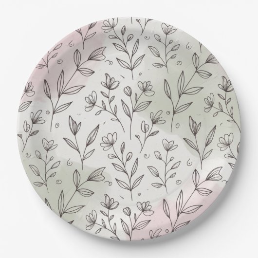 Minimale Pastel Boho Botanische Papieren Bord (Voorkant)