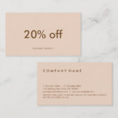 Minimale Pastel Discount Coupon Card Visitekaartje (Voorkant / Achterkant)