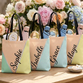 Minimale Pastel Mint Perzik Kleurblok Aangepaste N Tote Bag