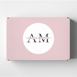 "Minimale Pastel Roze Initiaal & Naam Persoonlijk Ronde Sticker