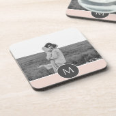Minimale Pastel roze, persoonlijke naam & foto Bier Onderzetter (Linkerzijde)