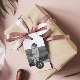 Minimale Pastel roze, persoonlijke naam & foto Cadeaulabel