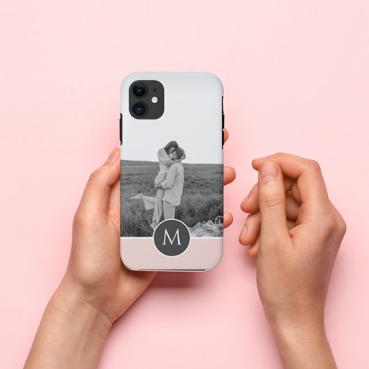 Minimale Pastel roze, persoonlijke naam & foto Case-Mate iPhone Case