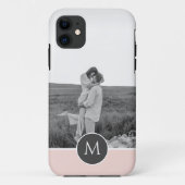 Minimale Pastel roze, persoonlijke naam & foto Case-Mate iPhone Case (Achterkant)