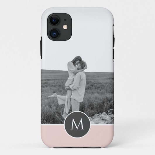 Minimale Pastel roze, persoonlijke naam & foto Case-Mate iPhone Case (Achterkant)