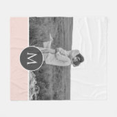 Minimale Pastel roze, persoonlijke naam & foto Fleece Deken (Voorkant (Horizontaal))