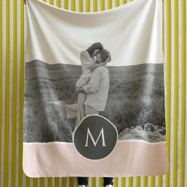 Minimale Pastel roze, persoonlijke naam & foto Fleece Deken