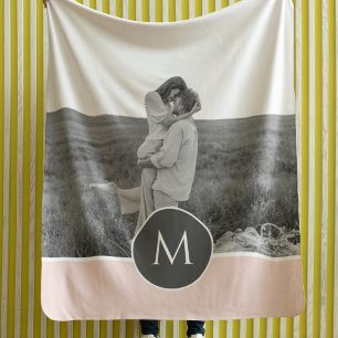 Minimale Pastel roze, persoonlijke naam & foto Fleece Deken