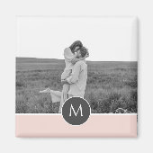 Minimale Pastel roze, persoonlijke naam & foto Magneet (Voorkant)