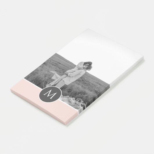 Minimale Pastel roze, persoonlijke naam & foto Post-it® Notes (Schuin)