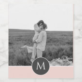 Minimale Pastel roze, persoonlijke naam & foto Wijn Etiket (Enkel label)