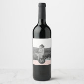 Minimale Pastel roze, persoonlijke naam & foto Wijn Etiket (Voorkant)