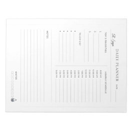 Minimale Pastel witte en zwarte Dagelijkse Planner Notitieblok