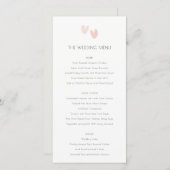 Minimale pastel zachte roze harten trouwmenu kaart (Voorkant / Achterkant)