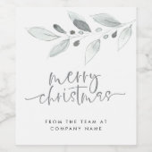 Minimale pastelbladeren Bedrijf met prettige kerst Wijn Etiket (Enkel label)