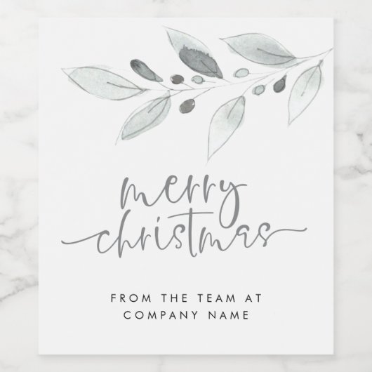 Minimale pastelbladeren Bedrijf met prettige kerst Wijn Etiket (Enkel label)