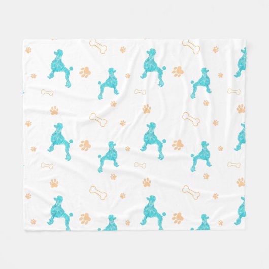 Minimale Pastelblauwe Poodsilhouetdeken Fleece Deken (Voorkant (Horizontaal))