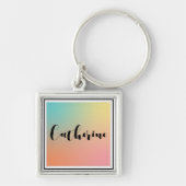 Minimale pastelgradiënt Aangepaste naam Sleutelhanger (Voorkant)