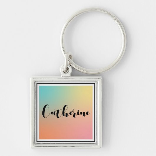 Minimale pastelgradiënt Aangepaste naam Sleutelhanger (Voorkant)