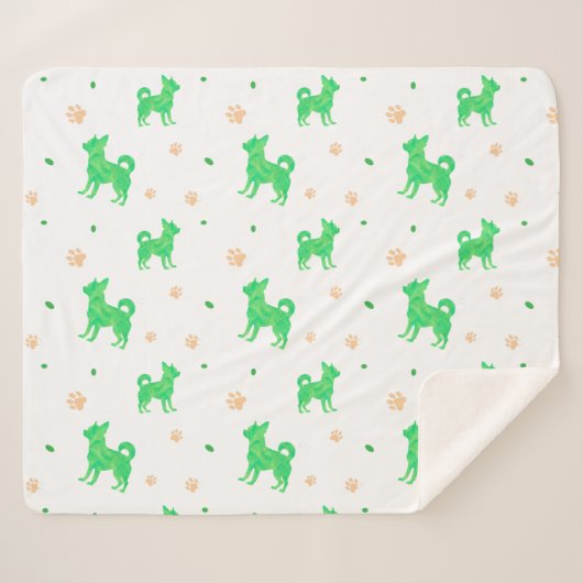 Minimale pastelgroene chihuahua silhouet deken (Voorkant (horizontaal))