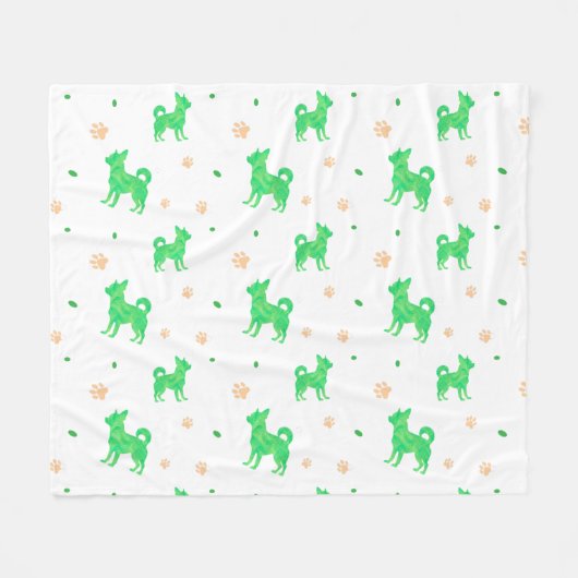 Minimale pastelgroene chihuahua silhouet deken (Voorkant (Horizontaal))