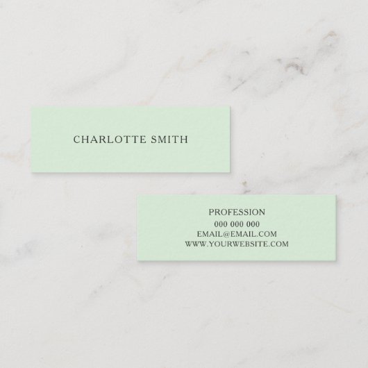 Minimale pastelgroene moderne visitekaartjes (Voorkant / Achterkant)