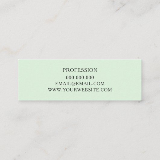 Minimale pastelgroene moderne visitekaartjes (Achterkant)