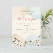 Minimale Pastelkleur Baby Shower Uitnodiging (Staand voorkant)