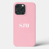Minimale pastelroze witte aangepaste monogram naam Case-Mate iPhone case (Achterkant)