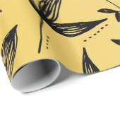 Minimale Patroon Blad Zwart & Goud Cadeaupapier (Rol Hoek)