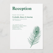 Minimale Peacock Feather Green bruiloft receptie Informatiekaartje (Voorkant)