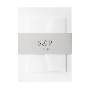 Minimale Pebble Grey Monogram Elegante Bruiloft Uitnodigingen Wikkel