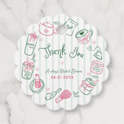 Minimale Perfecte Matcha  Bruidsmeisjesuitnodiging Bedankjes Labels (Voorkant)