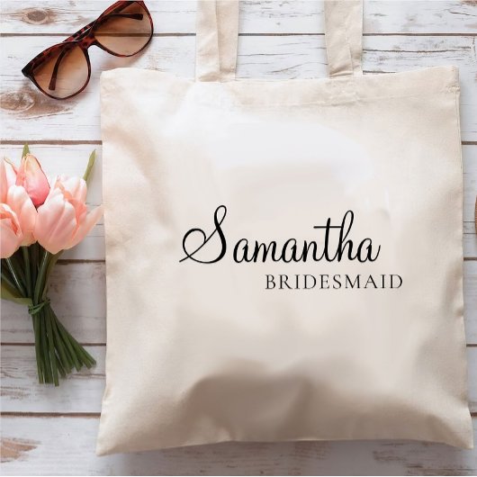 Minimale persoonlijke bridesmaïde, Gepersonaliseer Tote Bag