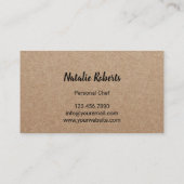 Minimale persoonlijke Chef Rustic Kraft Visitekaartje (Achterkant)