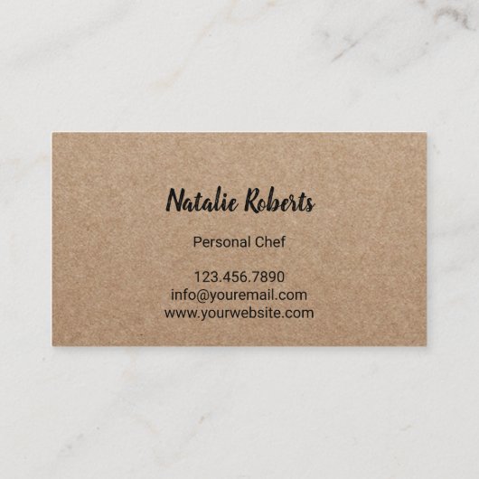 Minimale persoonlijke Chef Rustic Kraft Visitekaartje (Achterkant)