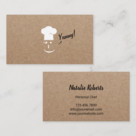 Minimale persoonlijke Chef Rustic Kraft Visitekaartje (Voorkant / Achterkant)