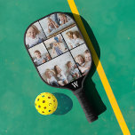 Minimale persoonlijke foto-inkuiling 7 pickleball paddle<br><div class="desc">Zet je op de pickleball-rechtbank met onze gepersonaliseerde monogram & foto-collage pickleball-peddel. Het ontwerp is voorzien van een monogram met een zeven-foto collage ontwerp. Geweldig geschenk voor vaderdag,  moederdag,  verjaardag,  verjaardag en nog veel meer! Ontwerp en originele illustraties door de moedthologiepapier</div>