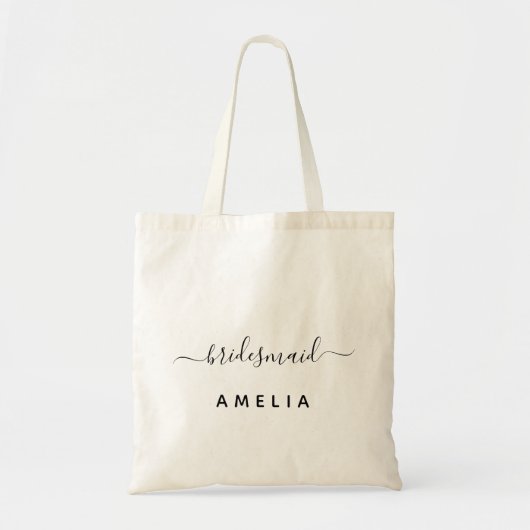 Minimale persoonlijke kalligrafie-bridesmaid voor tote bag (Voorkant)