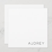 Minimale persoonlijke monogram naam zwart notitiekaartje (Voorkant / Achterkant)