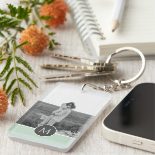 Minimale persoonlijke naam en foto bij pasta Mint Sleutelhanger