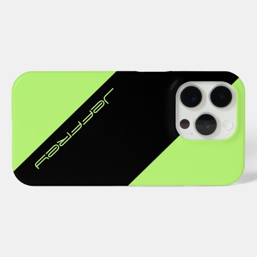 Minimale persoonlijke naam Neon Green & Black Case-Mate iPhone Case (Achterkant (horizontaal))